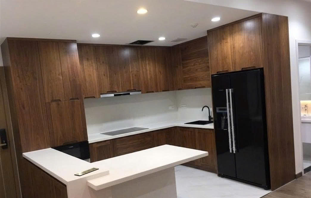 Mẫu Tủ Bếp Acrylic Màu Trắng Kiểu Dáng Chữ L Đẹp 342020N8W
