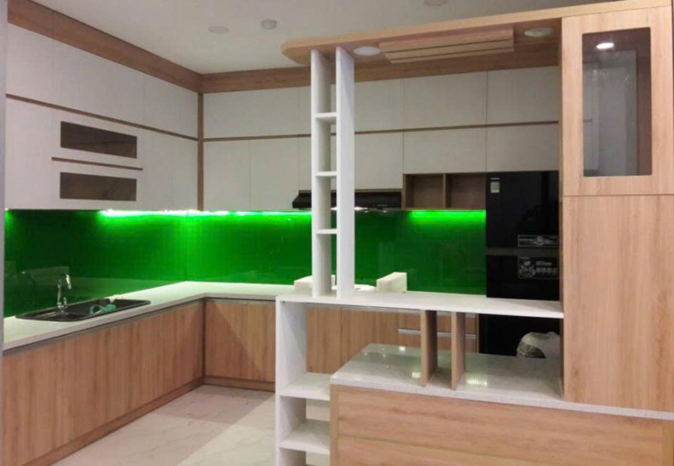 Tủ bếp có quầy bar đẹp hiện đại thiết kế sang trọng tiện nghi