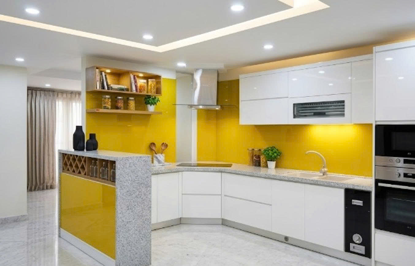 Tủ bếp Melamine đụng trần tại các chung cư hiện nay 092020FSZ đẹp hiện đại