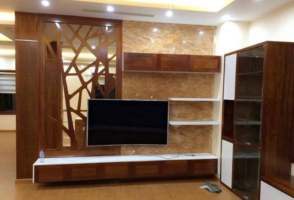 Tủ kệ trang trí phòng khách đẹp phù hợp nội thất hiện đại